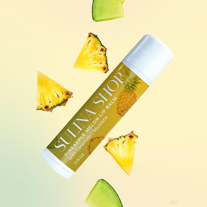 Pineapple Melon Lip Balm Hydrating & Nourishing Lip Moisturizer with Squalane, Castor Oil, Castor Oil, and Vitamin E, Smooth Application, Lip Care, Barrier Protection, Non-Waxy, Refreshing Scent-BrightBean Baby