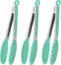Kitchen Cooking Tongs with Silicone Tips 9-Inch Food Tongs, Set of 3 (Mint)