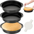 8 Inch Round Cake Pan with Handle, 3PCS Nonstick Cake Pans with 100 PCS Parchment Paper