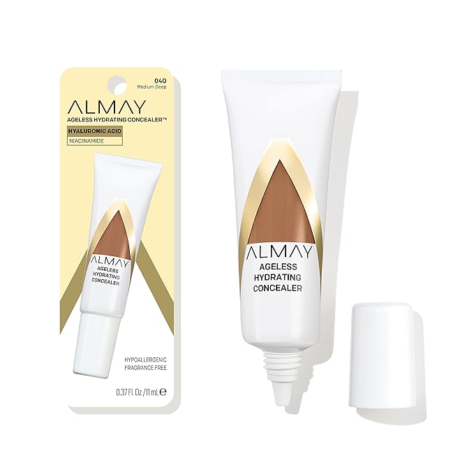 Almay Anti-Aging Concealer, Face Makeup with Hyaluronic Acid, Niacinamide, Vitamin C & E, Hypoallergenic, -Fragrance Free, 040 Medium Deep, 0.37 Fl Oz (Pack of 1)-BrightBean Baby