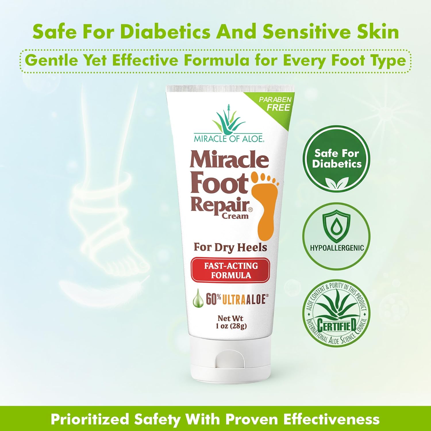 Miracle Foot Repair Cream (1 oz / 12 Pack) Repairs Dry Cracked Heels and Feet, 60% Pure Ultra Aloe Moisturizes, Softens, and Repairs-BrightBean Baby