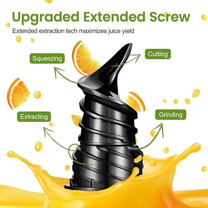 Cold Press Juicer, Juicer Machines with 4.7" Wide Feed Chute for Juice Extractor, Slow Masticating Juicer for Whole Vegetables & Fruits, High Juice Yield, Easy to Clean (Black)