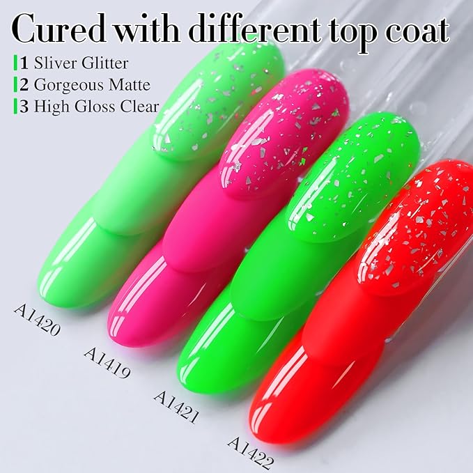 Double Rhythm Translucent Gel Polish Sheer Neutral Natural Light Milky Same Color Same Bottle 15ML Jelly UV Nail Polish Nail Art DIY at Home (Neon Glow Green-A1421)-BrightBean Baby