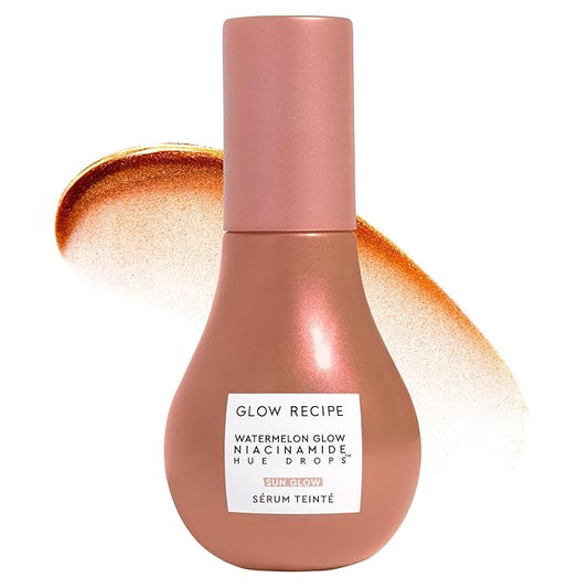 Glow Recipe Hue Drops Tinted Face Serum - Bronzing Drops to Brighten & Hydrate - Skincare Makeup Primer & Liquid Highlighter to Blur Pores for a Radiant, Even Skin Tone - Sunglow (40ml)-BrightBean Baby