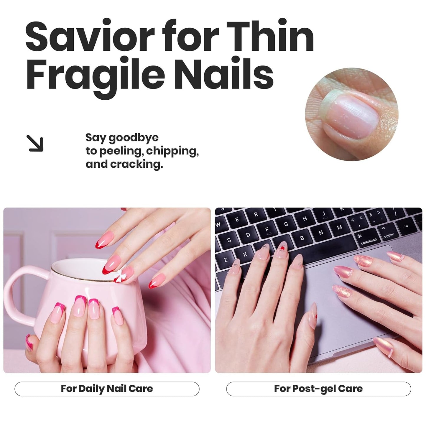 Beetles Nail Polish Set Heartbeat-6 Colors Hot Pink White Jelly Nude Pink Nail Polish Set Shimmer Pearl Quick Dry Finger Nail Polish DIY Nail Art Salon Home Gift for Women & Girls-BrightBean Baby