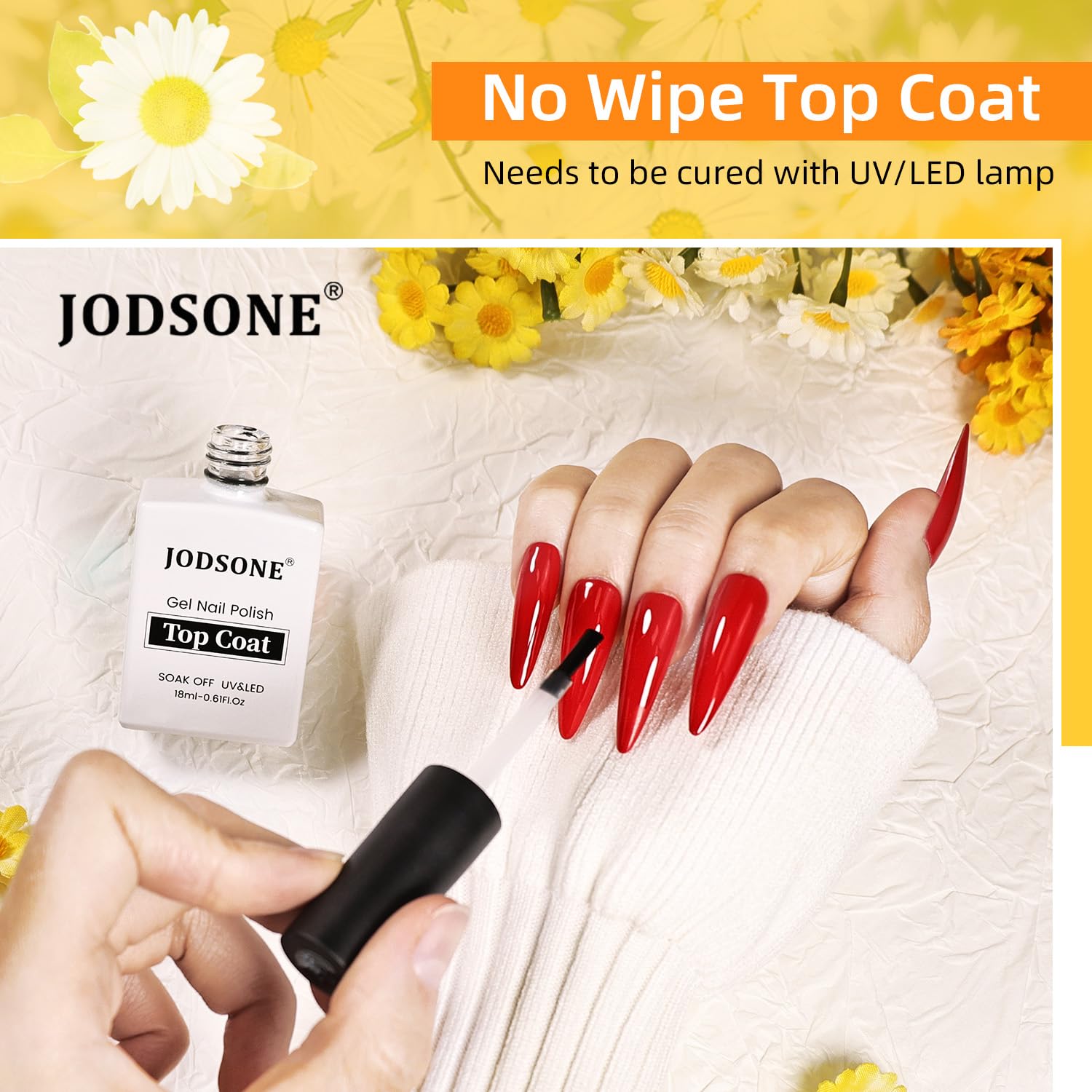 JODSONE 18ml Top Coat Gel Polish No Wipe High Gloss Shine Finish Long Lasting Gel Nail Polish Professional Manicure for Home DIY and Nail Salon-BrightBean Baby