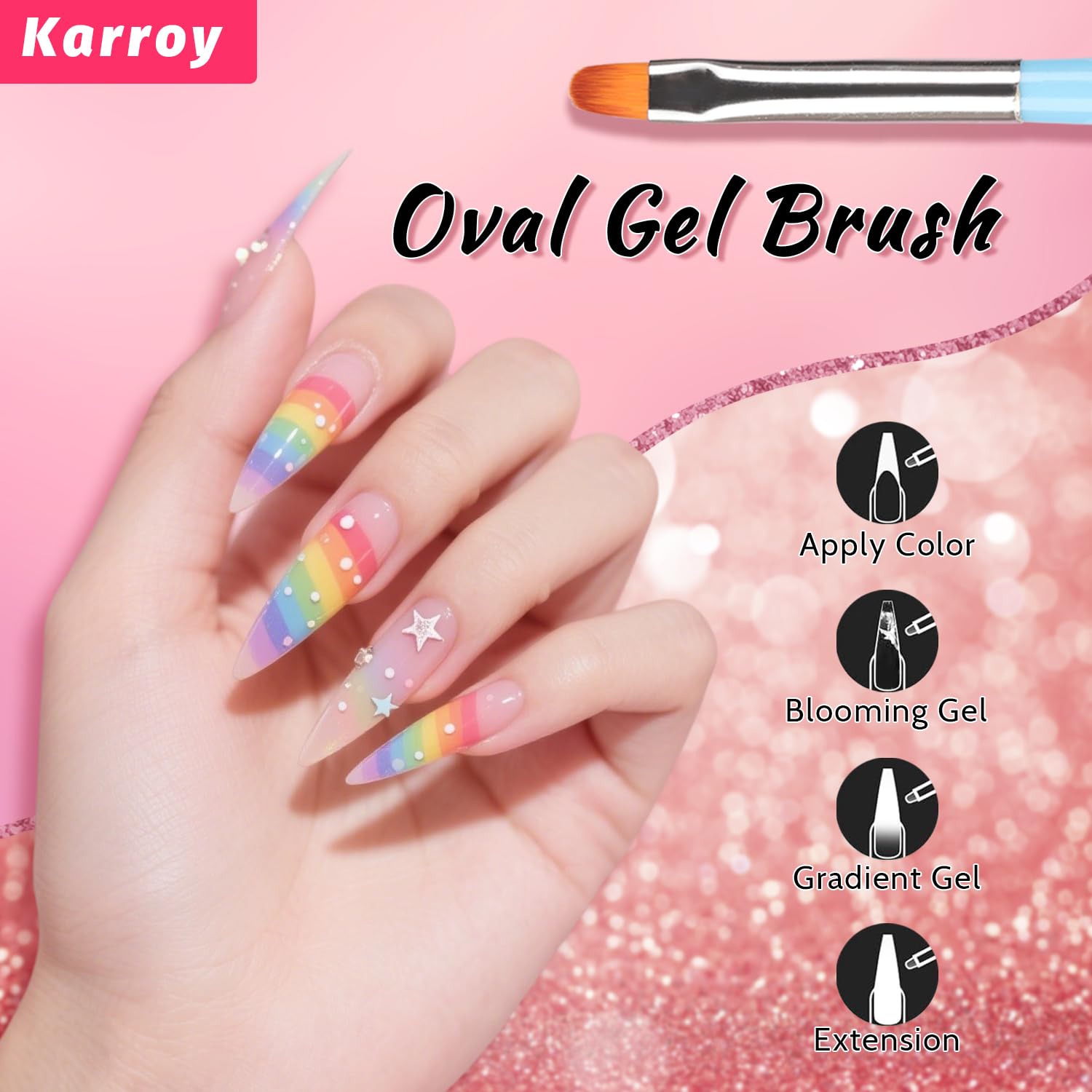 Nail Art Brushes Kit, Multifunctional Nail Brushes for Nail Art Nail Design Brush Gel Nail Brush for Nail Extension Nail Art Liner Brush Dotting Tools for DIY (6PCS Brushes)-BrightBean Baby