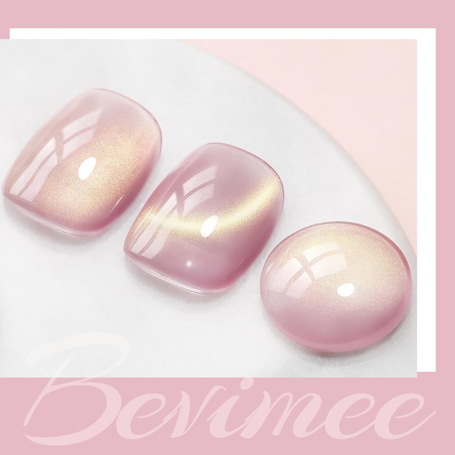 Cat Eye Gel Nail Polish Sheer Pink Glass Jelly Magnetic Nail Polish Gel Shimmer Glitter Gloss Shine Holographic Translucent Color For Nail Art Manicure DIY At Home 12ml-BrightBean Baby