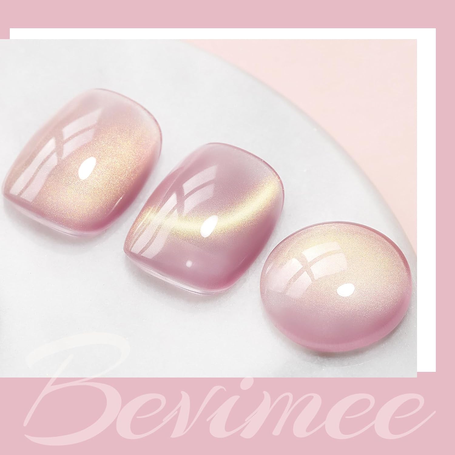 Cat Eye Gel Nail Polish Sheer Pink Glass Jelly Magnetic Nail Polish Gel Shimmer Glitter Gloss Shine Holographic Translucent Color For Nail Art Manicure DIY At Home 12ml-BrightBean Baby