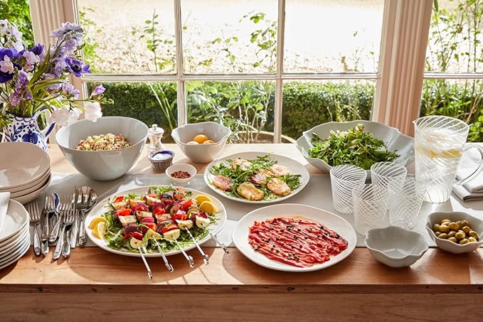 Portmeirion Sophie Conran Arbor Salad Servers - Set of 2, 10 Inch Stainless Steel Serving Utensils with Rounded Slender Handles for Dining, Kitchen & Salad Tableware - Dishwasher Safe