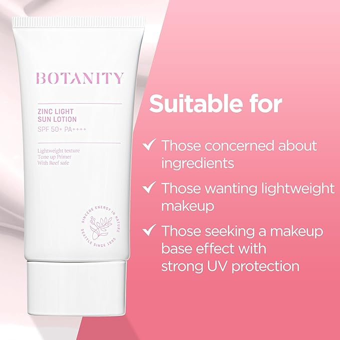 Zinc Sun Lotion - UV Protection, SPF 50+ PA ++++, Even skin tone, Lightweight & Hydrating formula, Non-Greasy, Korean Skincare, All Skin Types, 1.7 fl oz (50ml)-BrightBean Baby