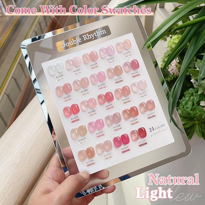 Double Rhythm 28Pcs 0.5Oz Gel Nail Polish Set Same Color Same Bottle Soak Off Gel Polish Kit Nail Art Manicure Salon DIY at Home for Women (Jelly Sheer Clear Collection-T24-8)-BrightBean Baby