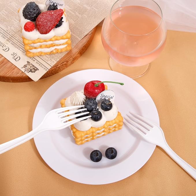 EI 360pcs White Plastic Silverware,Plastic Silverware Heavy Duty,Disposable Plastic Cutlery,Plastic Utensil Sets,Fancy Plastic Silverware include 120pcs Forks,120pcs Spoons and 120pcs Knives for Party