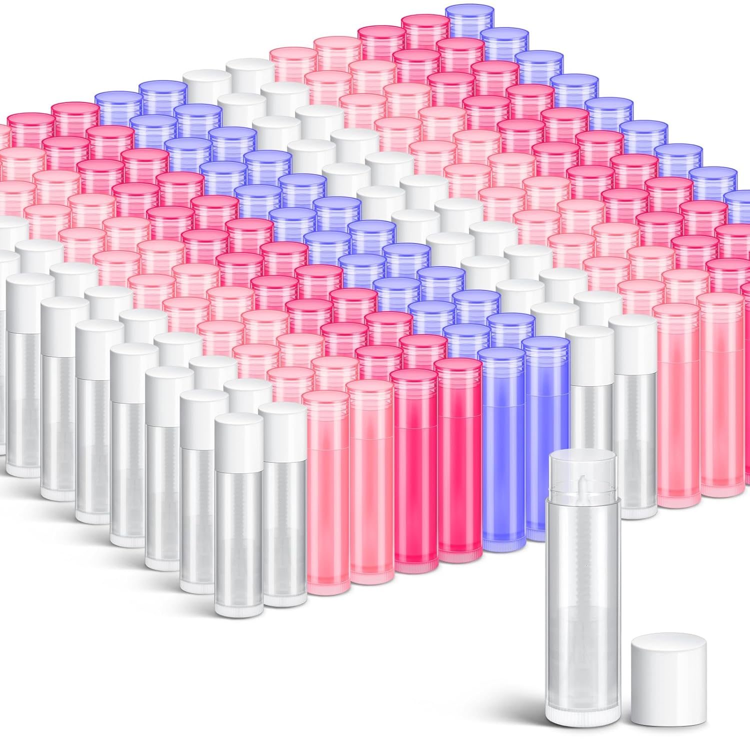 Nuanchu 200 Pcs Lip Balm Tubes Empty Lip Gloss Tubes Bulk Women 0.186 Oz/ 5.5 ml Lip Gloss Container Kit Clear PVC Lip Containers with Caps for DIY(Multicolor)-BrightBean Baby
