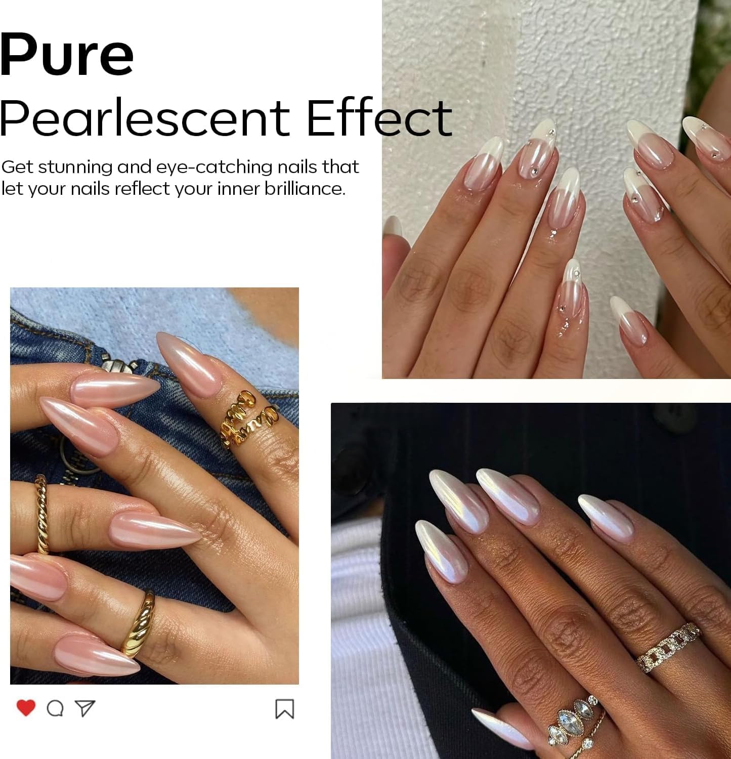 4pcs Chrome Nail Powder: Upgrade Silver Mermaid Effect White Chrome Nail Powder,Iridescent Aurora Holographic Nail powder Kit for DIY Nail Art Decorations(Laser,Green)-BrightBean Baby