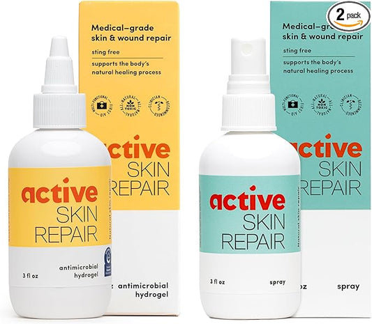 Active Skin Repair - First Aid Natural & Non-Toxic Healing Ointment & Antiseptic Spray for Minor Cuts, Wounds, Scrapes, Rashes, Sunburns, and Other Skin Irritations (Bundle, Combo, 3 oz Each)-BrightBean Baby