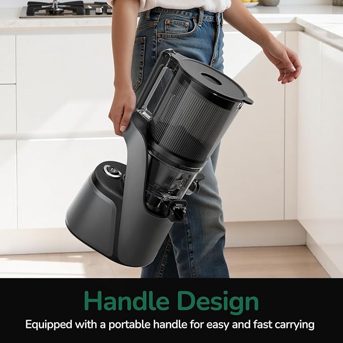 Canoly C16 Cold Press Juicer, 6" Extra Wide Feed Chute, 3-IN-1 Strainers (Juice & Sorbet & Nut Milk), Powerful AC Brushless Motor, Self Precut System, Juicer Machines with BPA-Free (Space Gray)