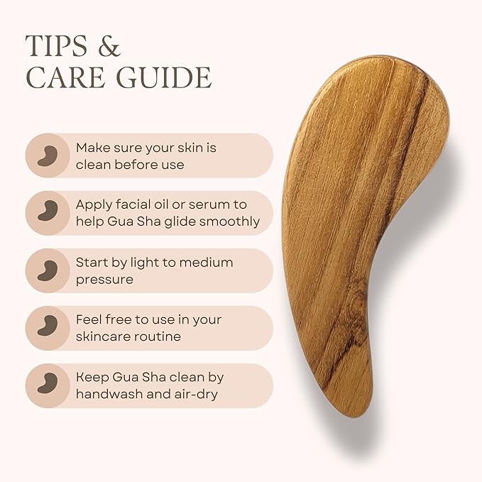 Teak Wood Gua Sha Facial Tool for Face and Body Massage, Anti-Aging Reduce Puffiness Wrinkles Shape Jawline Skincare Routine Treatment, Wooden Gua Sha Massager with Travel Pouch for Gift Set-BrightBean Baby