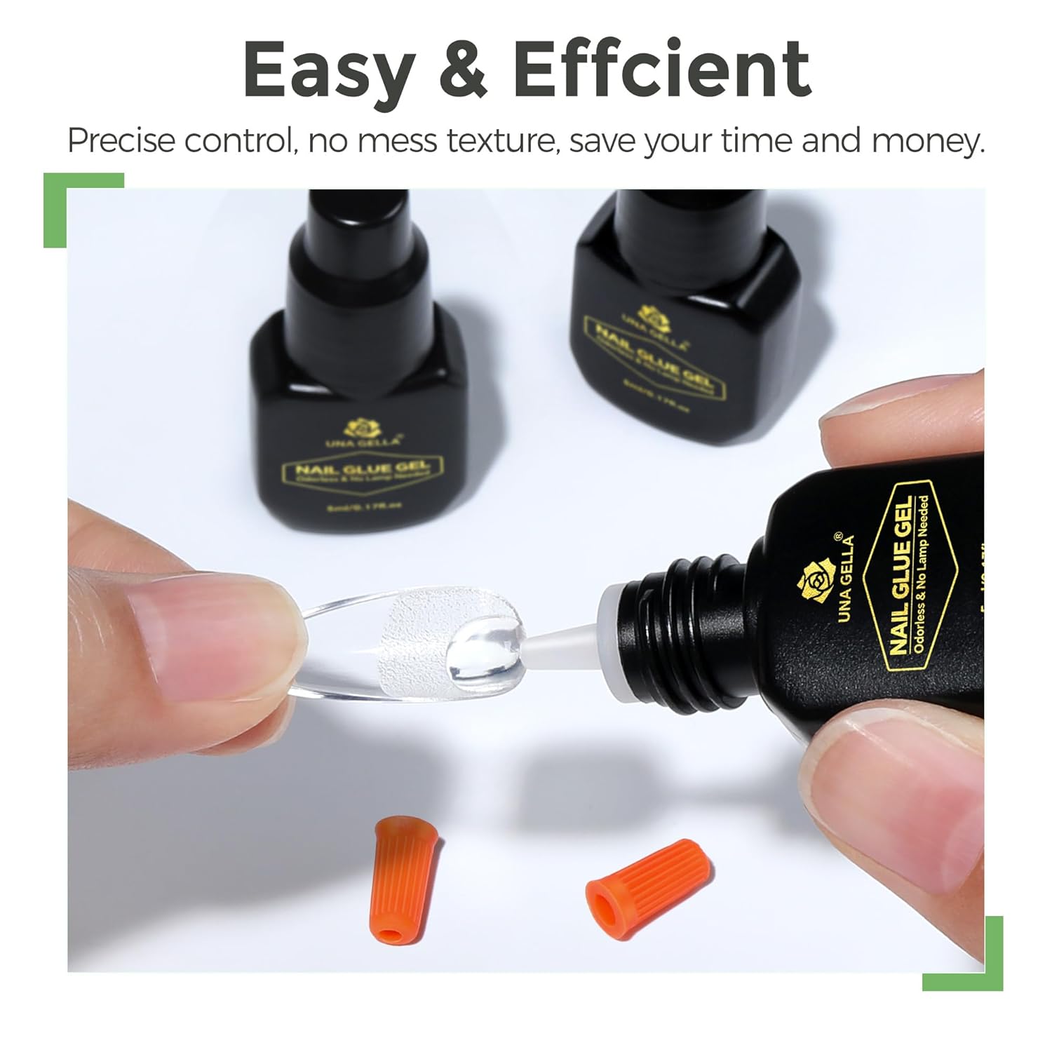 UNA GELLA Super Strong Gel Nail Glue for Press Ons: No U V Lamp Needed Glue Gel, Travel-Size 5ml Nail Adhesive for Press on Nails, Nail Tips&Acrylic Nails-Quick Dry, No Smell, Long-Lasting-BrightBean Baby