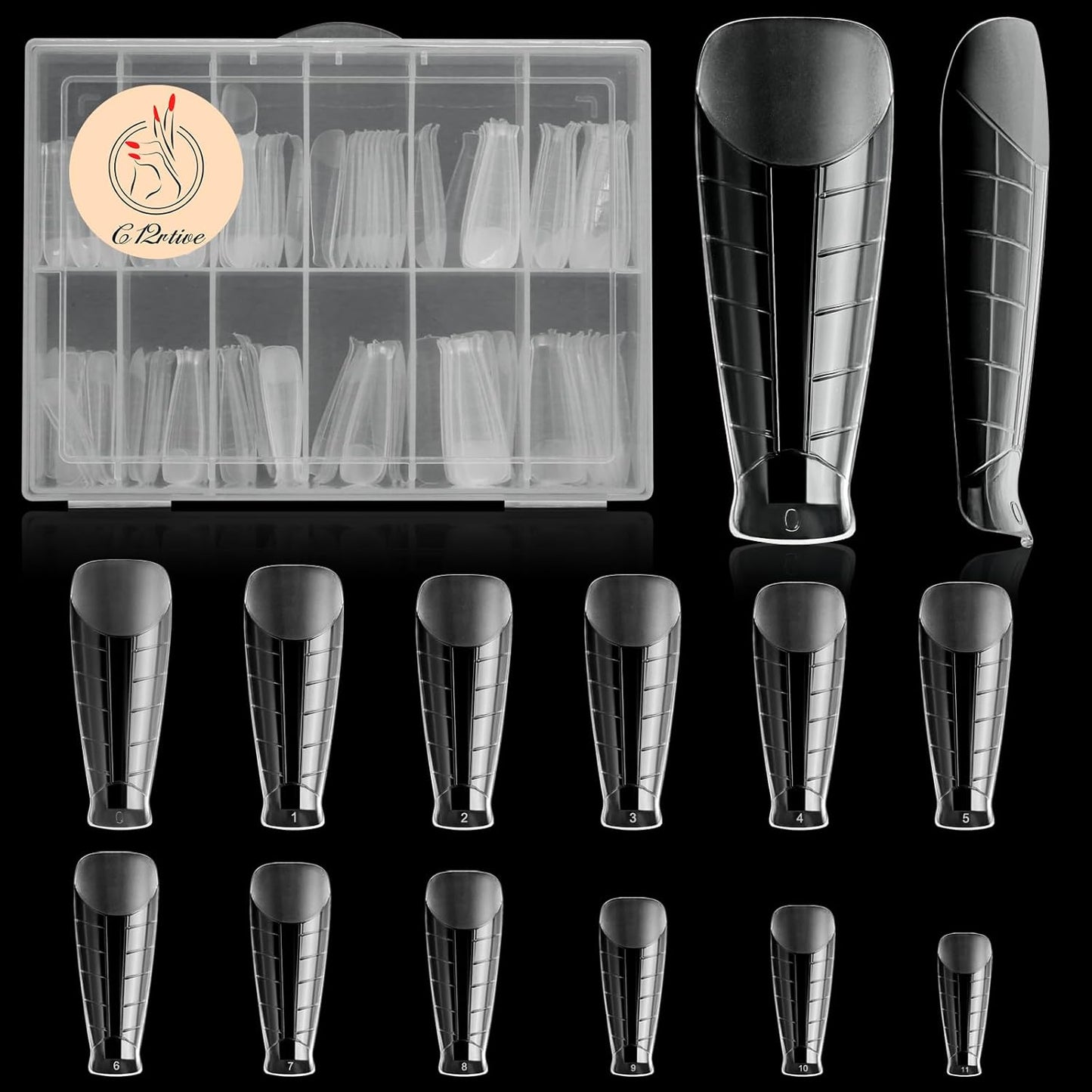 120Pcs Dual Nail Forms,T-Shape Extension Poly Nail Gel Nail Forms Full Cover Reusable Nail Molds 12 Sizes for Solid Nail Gel Glue Nail Art Design Salon&DIY-BrightBean Baby