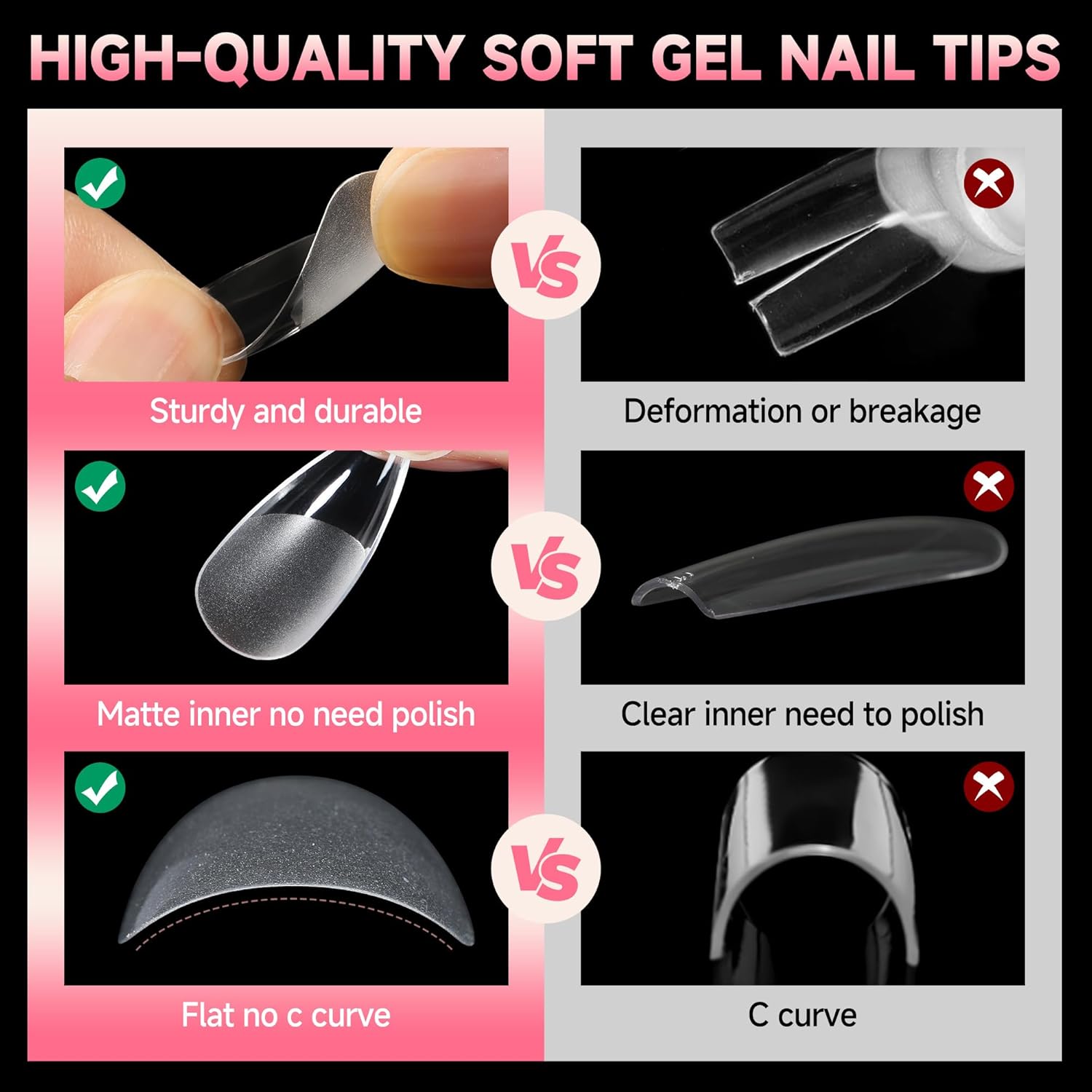 UNA GELLA Medium Stiletto Gel Nail Tips Halloween Full Cover 216Pcs Almond Shape Nails Tips Stiletto Pre etched Soft Gel Nails Tips Clear Fake False Nail Tips For Home Art Salon 12 Sizes-BrightBean Baby