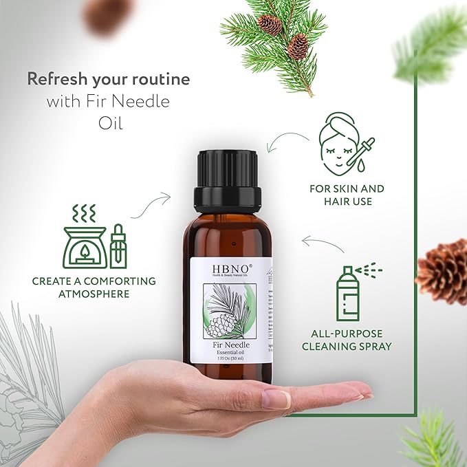 HBNO Fir Needle Essential Oil - 1 oz (30ml) Travel Size - Natural Fir Needle Oil - Perfect for Cleaning, Aromatherapy, DIY, Soap & Diffuser-BrightBean Baby