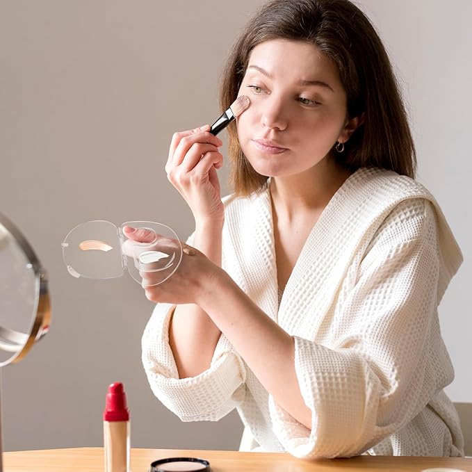 Makeup Mixing Palette, Handheld Foundation Mixing Palette with Foundation Spatula, 180 Degree Expansion Makeup Palette Tray for Makeup Artist and Beginner, Lipstick Eyeshadow Foundation Color Test-BrightBean Baby