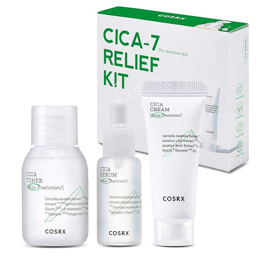 COSRX CICA Relief Kit | Toner, Serum, Cream with Centella Asiatica | Sensitive Skin, Soothing, Moisturizing | Travel Size Set, Gift Set, Korean Skincare, Not Tested on Animals, Paraben Free-BrightBean Baby