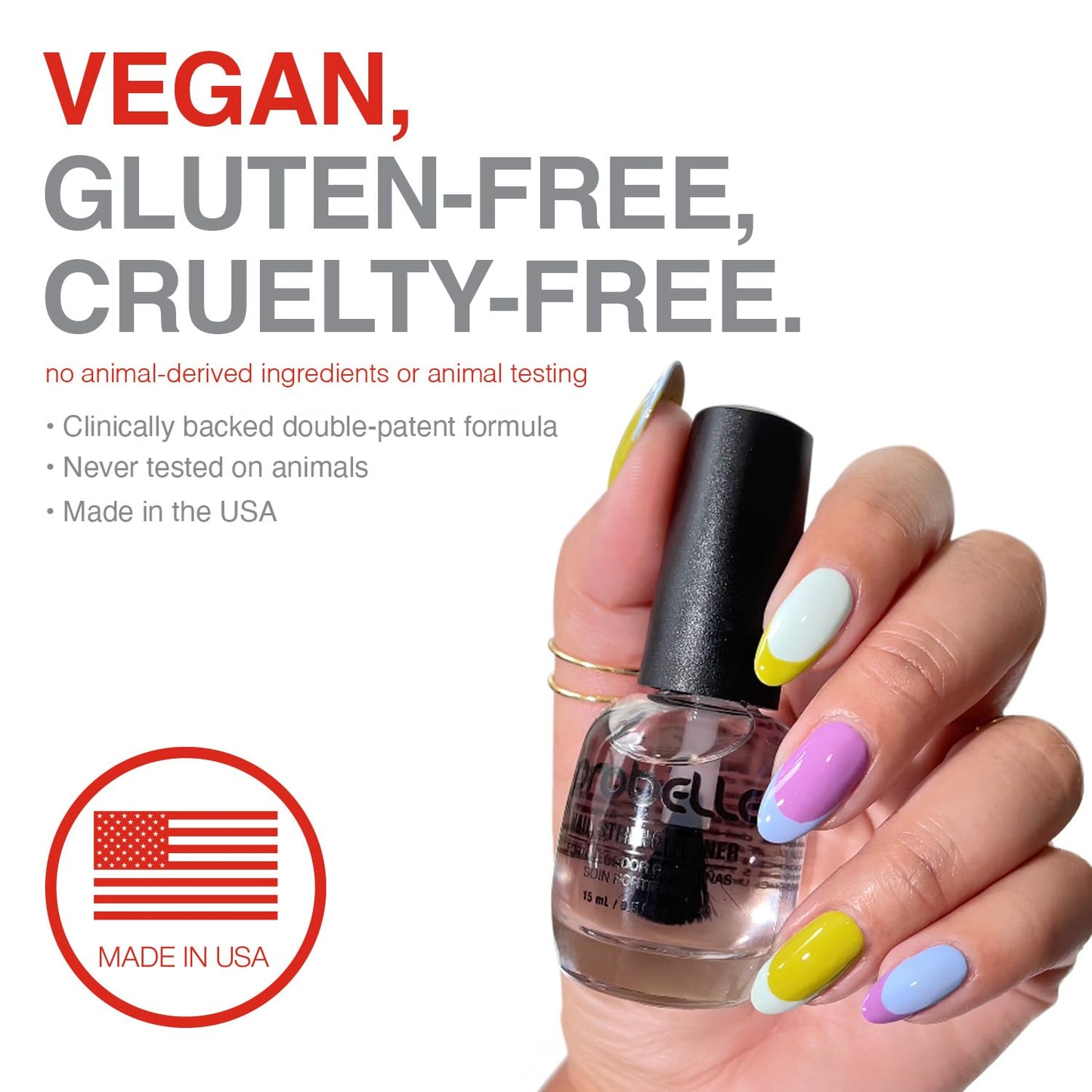 Probelle Nail Strengthener and growth, Natural Nail Strengthening Clear Nail Polish Repair Treatment, Nail Growth & Conditioning, Stops Splits, Chips, Cracks & Strengthens Damaged and Thin Nails-BrightBean Baby