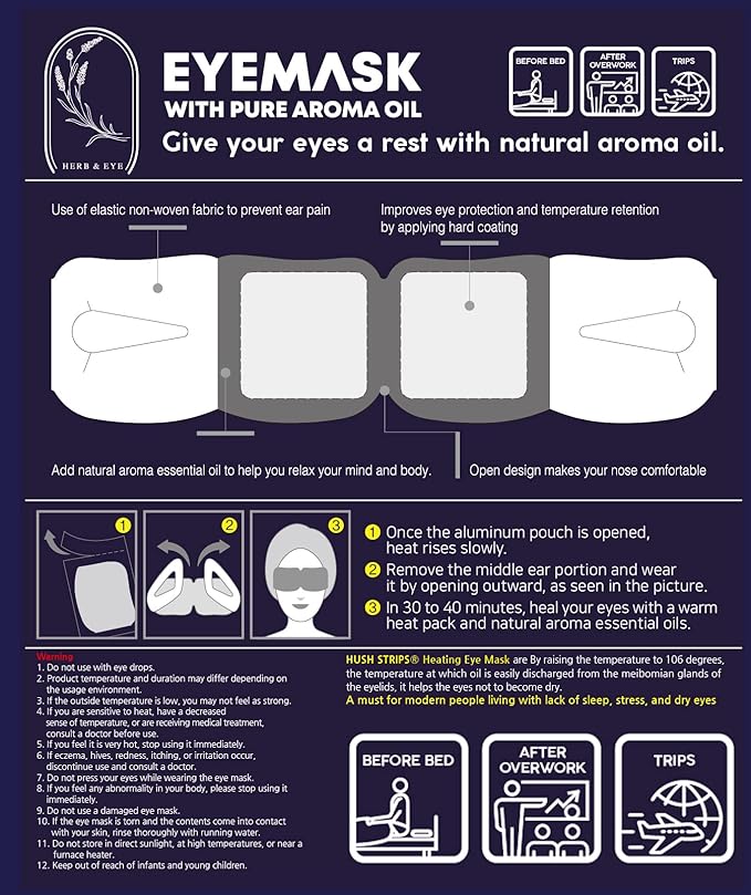 (6 Pack) Disposable Steam Eye Mask - Warm, Relaxing, Self Heating, Comfortable - Skincare Solution for Puffiness, Sleeping, Dry Eyes, Dark Circles, Travel - Spa Gift-BrightBean Baby