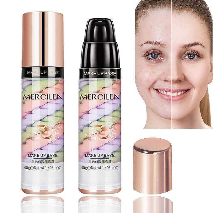 Primer Face Makeup Base, 3 In 1 Isolation Cream Color Corrector, Makeup Primer Skin Tone Correcting and Brightening Primer, Oil Control Moisturizing Face Primer to Hide Wrinkles and Fine Lines-BrightBean Baby