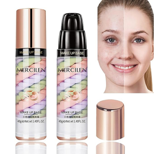 Primer Face Makeup Base, 3 In 1 Isolation Cream Color Corrector, Makeup Primer Skin Tone Correcting and Brightening Primer, Oil Control Moisturizing Face Primer to Hide Wrinkles and Fine Lines-BrightBean Baby