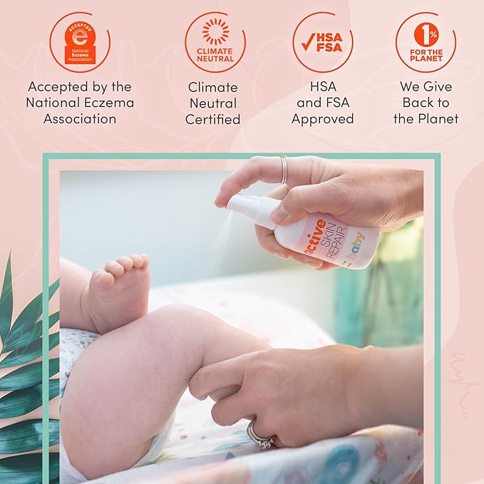 Active Skin Repair Natural, Non-Toxic, No Sting Baby Spray First Aid Safe For Use on Diaper Rash, Baby Acne, Eczema, Cuts, Wounds, Scrapes, and Other Skin Irritations (3 oz. Spray)-BrightBean Baby