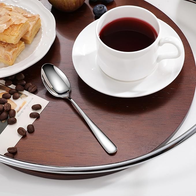 KEAWELL Premium Louise Demitasse Espresso Spoons, 18/10 Stainless Steel Mini Coffee Spoons, Dishwasher Safe (5.6 inches, 6)