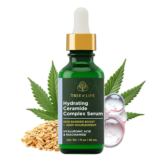 Tree of Life Beauty Ceramide Serum Complex - Skin Barrier Serum with Hemp Seed Oil - Nourishing Barrier Serum with Hyaluronic Acid, Niacinamide and Colloidal Oatmeal - Hydrating Serum for Face 1 Fl Oz-BrightBean Baby