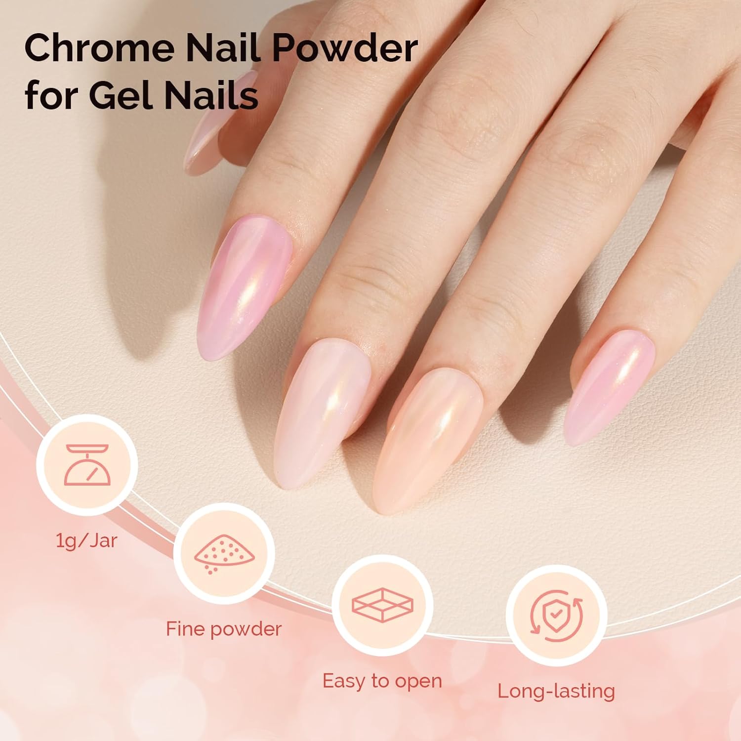 MelodySusie Gold Chrome Nail Powder for Gel Nails,Pearl Powder Mirror Effect Pigment Pearlescent Mermaid Pigment Pearl Glitter for Home DIY Salon Use-BrightBean Baby