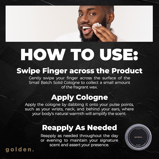 Golden Grooming Co. Solid Cologne - Travel-Sized Concentrated Balm - Solid Perfume with Subtler Scent and Long-Lasting Fragrance - For Men of Color - 1 oz Tin-BrightBean Baby