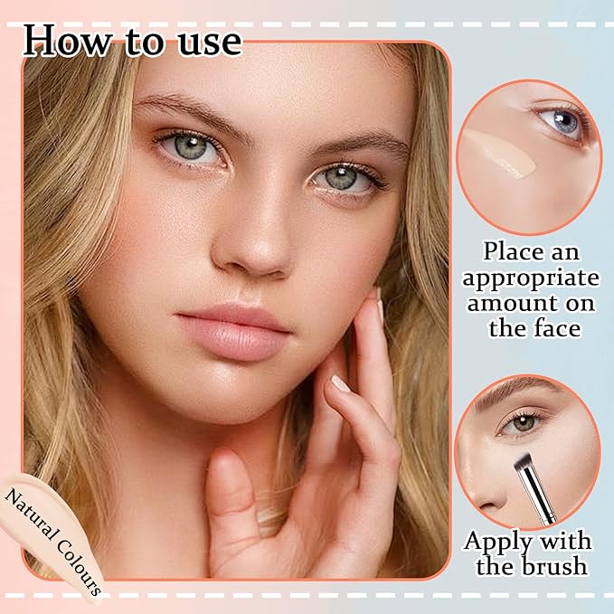 Full Coverage Concealer Foundation,Oil Control Long Lasting Lightweight BB Cream Tinted Face Moisturizer with SPF 50+ PA+++,Moisturizing CC Cream Liquid Foundation Makeup Brush Set（2 Pack）-BrightBean Baby