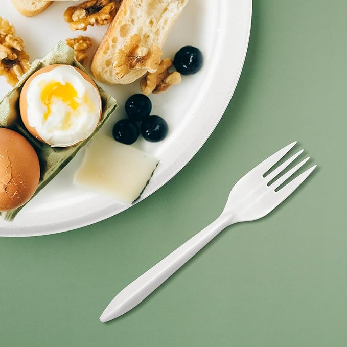 1000PCS Disposable Plastic Forks Silverware Set Bulk Fork White Reusable Heavy Duty Disposable Cutlery Plastic Utensils Flatware for Home Restaurant Party Picnic Camping Travel (Forks-1000pcs)