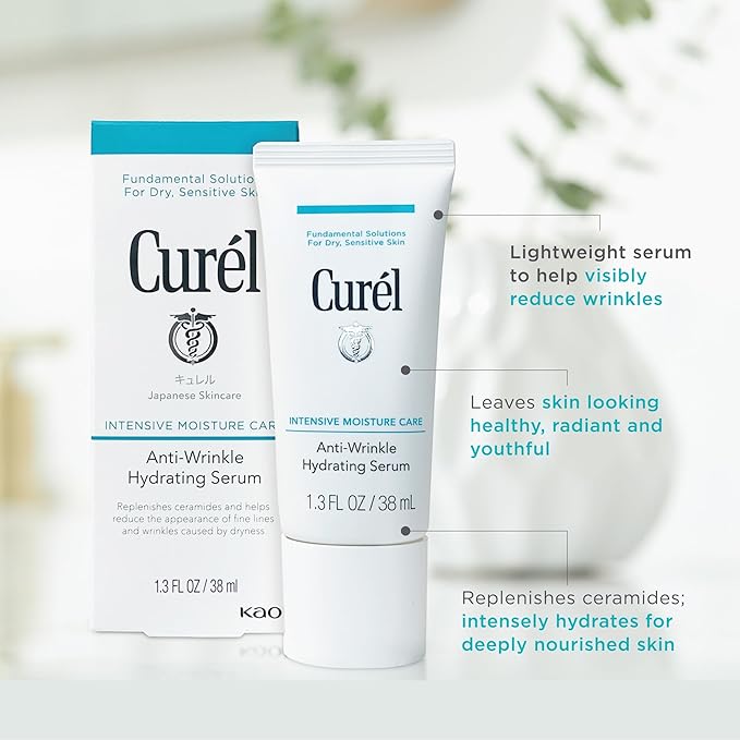 Curel Japanese Skin Care, Anti-Wrinkle Hydrating Serum, Lightweight Serum, Fragrance Free & Colorant Free, For Sensitive Skin, 1.3 Oz-BrightBean Baby
