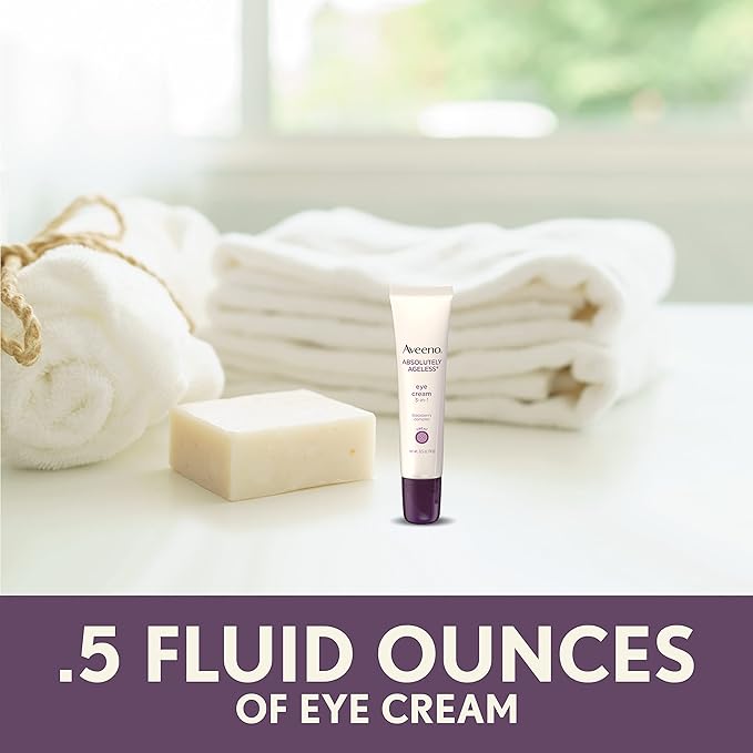 Aveeno Absolutely Ageless 3-in-1 Anti-Wrinkle Eye Cream for Fine Lines & Wrinkles, Crows Feet, & Under-Eye Puffiness, Antioxidant Blackberry Complex, Hypoallergenic, Non-Greasy, 0.5 oz-BrightBean Baby