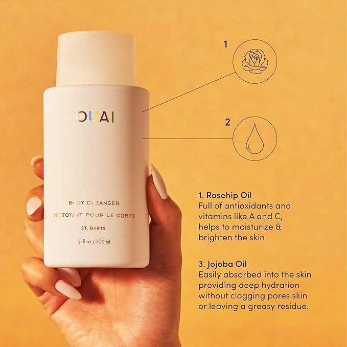 OUAI Body Cleanser, St. Barts - Foaming Body Wash with Jojoba Oil and Rosehip Oil to Hydrate, Nurture, Balance and Soften Skin - Paraben, Phthalate and Sulfate Free Skin Care Products - 10 Oz-BrightBean Baby