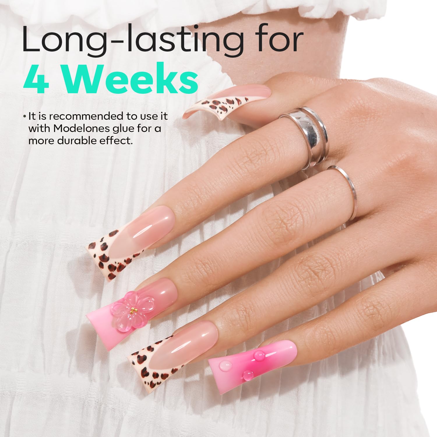 modelones Duck Nail Tips, Short Flare Pre-Shape Half Cover Soft Gel Tips Wide Style Acrylic Fake Nails False Clear Press on Extension Gel Kit Manicure DIY at Home 216PCS 12Sizes-BrightBean Baby