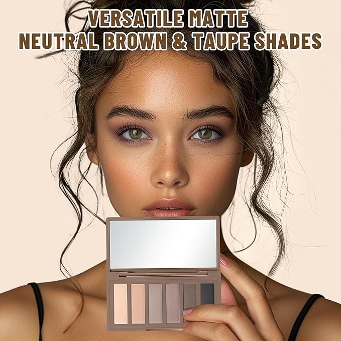 6 Colors Mini Naked Eyeshadow Makeup Palette Neutral Nude Smoky Eye Shadow Taupe & Brown Matte Make Up Pallet with Mirror Highly Pigmented Long Lasting Waterproof Travel Size Gift Kit 01-BrightBean Baby