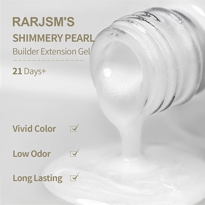 RARJSM Builder Nail Gel Polish Pearl Silver Hard Gel in a Bottle Mermaid Shell Glitter Pearlescent Thick Extension Structure Gel for Nails 15ml Soak Off Curing Requires Salon Home DIY Beginer Use-BrightBean Baby