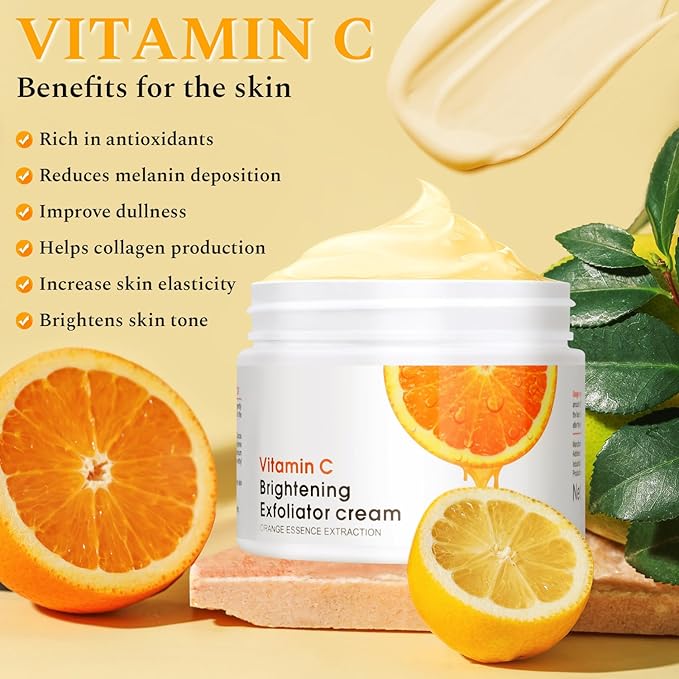 Vitamin C Face Scrub Face Exfoliator Cream Brightening Facial Scrub Exfoliating Facial Wash Microdermabrasion Facial Scrub, Gently Exfoliate Dirt and Dead Skin Cells, Improve Dark Spot, 140g/5oz-BrightBean Baby
