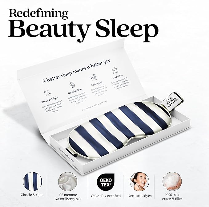 Pure Silk Sleep Mask [100% 6A Mulberry Silk, 22 Momme] Light Blocking Travel Essentials. Eye Masks for Sleeping. Black Oeko-Tex Blindfold. Eye Covers for Men & Women-BrightBean Baby