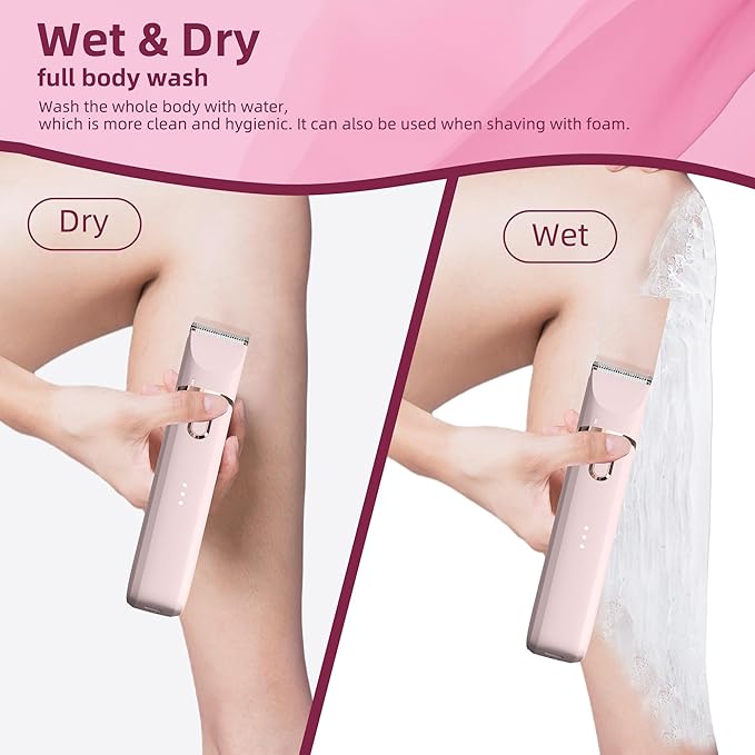 Trimmer for Women: 3 in 1 Gentle Painless Electric Razor for Women,120min Cordless Runtime,USB Charge Dock,IPX7 Waterproof Wet & Dry Use Portable Facial Razor with Ceramic Blade Travel Grooming Kit-BrightBean Baby