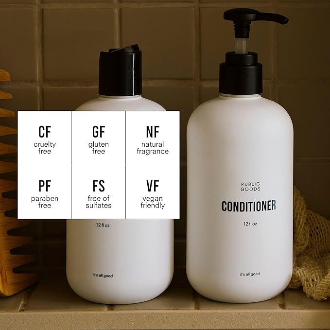 Public Goods Conditioner for Women & Men | Natural Conditioner to Protect & Moisturize Dry Hair | Made with Organic Essential Oils | Sulfate & Paraben Free | Vegan Friendly | 12 Fl Oz Bottle-BrightBean Baby