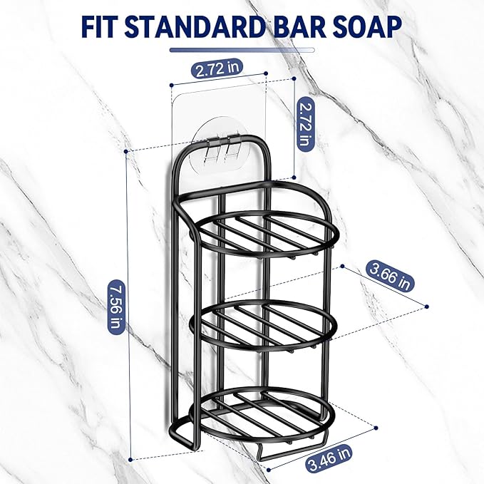 3-Tier Shower Soap Shampoo Bar Holder, Self Adhesive & Freestanding Draining Bathroom Soap Dish Caddy for Bathroom Wall Accesories Decor-BrightBean Baby